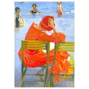 John Lavery, Lesendes Mädchen im roten Kleid (1887)